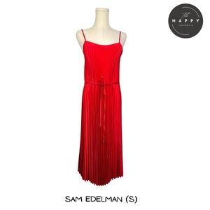NWT Sam Edelman Pleated Red Dress  With Tie At Waist (S)